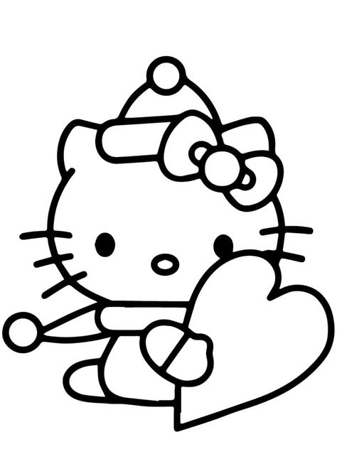 Valentine Coloring Sheets, Kitty Valentines, Hello Kitty Colouring Pages, Valentines Day Coloring Page, Valentine Coloring Pages, Heart Coloring Pages, Love Coloring Pages, Valentines Day Coloring, Hello Kitty Themes