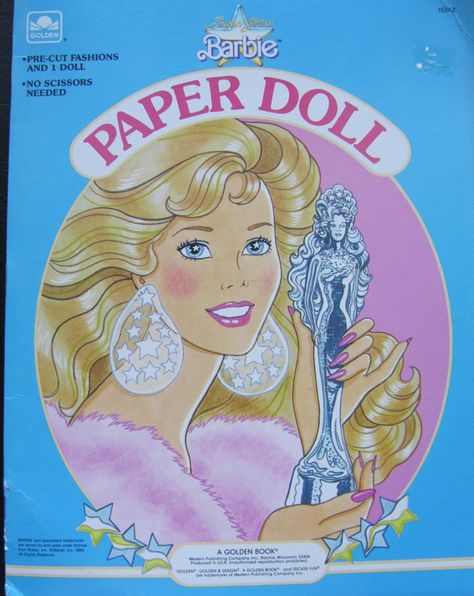 Vintage 1989 Jewel Secrets Barbie Paper Dolls by MyTreasureIsland Barbie Stencil, Barbie Illustration, Golden Barbie, Pageant Headshots, Paper Doll Book, Barbie 80s, Barbie Books, Superstar Barbie, Vintage Paper Doll