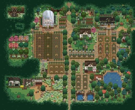 Stardew Farms, Forest Farm, Stardew Valley Layout, Stardew Valley Tips, Stardew Valley Farms, Farm Layout, Farm Design, Year 3, Stardew Valley