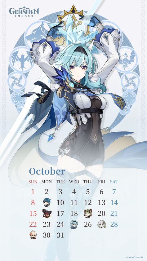 Genshin Impact (@GenshinImpact) on Twitter Anime Calendar, October Calendar, Calendar March, March Birthday, October Birthday, Birthday Calendar, Birthday Dates, Anime Crafts, Art Dark