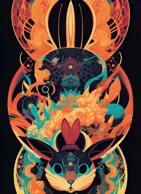 Colorful Year of the Rabbit 06 - Chinese Lunar Year Zodiac Sign - 2023 Year of the Rabbit - Chinese Lunar Year Zodiac Sign | OpenSea 2023 Year Of The Rabbit, 2023 Year, Lunar Year, Cafe Logo, Year Of The Rabbit, Art Generator, Free Fun, The Rabbit, Buy Prints