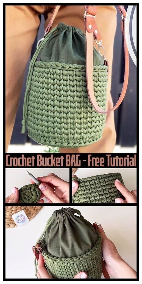 Crochet Bucket Bags Free Patterns, Bucket Bag Crochet Pattern Free, Crochet Bucket Bag Pattern Free, Bucket Bag Pattern Free, Green Crochet Bag, Bucket Bag Crochet, Crochet Bucket Bag, Bucket Bag Pattern, Modern Haken