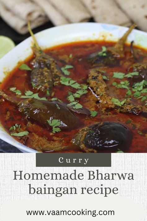 Bharwa baingan recipe is a famous spicy cuisine of Maharashtra which is served on special occasions. Bharwa baingan has stuffing and curry Bharwa Baingan, Homemade Curry Recipe, Baingan Recipe, Recipe Eggplant, Curry Recipes Easy, Eggplant Curry, Veg Curry, Homemade Curry, Easy Curry