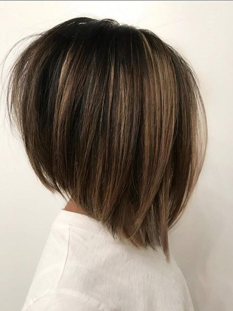 The Most Flattering Medium-Length Brown Hairstyles To Try in 2020 Brown And Blonde, A Line Bob, Bob Cuts, Short Hairstyles For Thick Hair, Brown Highlights, Trending Hairstyles, Short Bob Hairstyles, Bob Cut, Short Hairstyles For Women