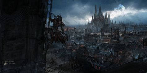 Bloodborne/#2326228 | Fullsize Image (1200x600) - Zerochan Bahamut Final Fantasy, Shiva Final Fantasy, Gothic Setting, Bloodborne Art, Architecture Wallpaper, Fantasy Background, Gothic Fantasy Art, Hack And Slash, Final Fantasy Art