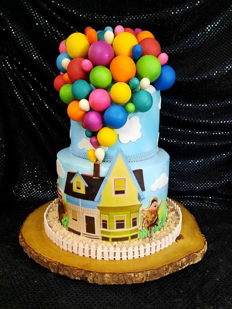 Up Movie Cake, Up Birthday Party Theme Disney, Up Birthday Cake, Boys 1st Birthday Cake, Movie Cakes, Up Cake, Up Theme, Birthday Party Planning, 1st Birthday Cake