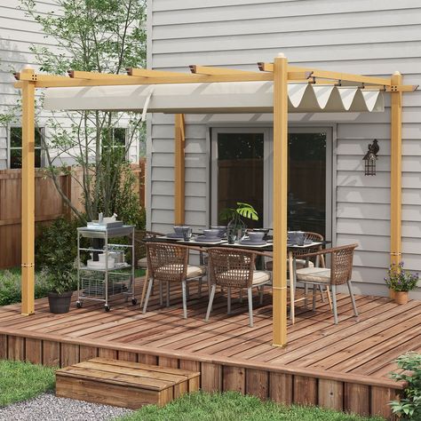 Product Features Retractable Pergola Canopy: Our outdoor pergola comes with its own retractable shade cover, with a small top canopy providing extra protection for the larger canopy. Retractable Pergola Canopy, Pergola Outdoor, Retractable Shade, Sun Shade Canopy, Retractable Pergola, Patio Pergola, Metal Pergola, Aluminum Pergola, Pergola Canopy