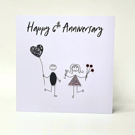 Faux Leather Outfits, 3rd Wedding Anniversary, 6th Wedding Anniversary, Wedding Anniversary Card, Leather Anniversary, 6th Anniversary, Handmade Uk, Beautiful Handmade Cards, Wedding Anniversary Cards