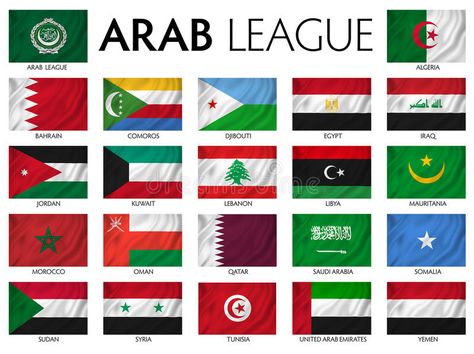 Designers World Flags With Names, Different Country Flags, Arab League, World Country Flags, Arab Countries, Islamic Countries, Arab States, Countries And Flags, Flags With Names