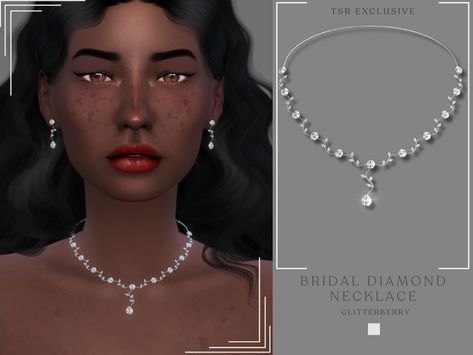 Sims 4 Tsr, Sims 4 Cas Mods, The Sims 4 Skin, Bridal Diamond Necklace, Makeup Cc, Play Sims 4, White Diamond Necklace, Play Sims, Sims 4 Collections