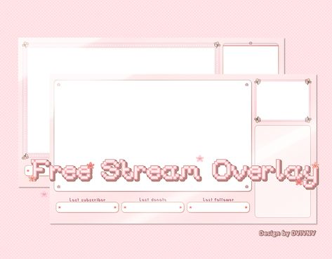 Stream Overlay Design Free, Pink Stream Overlay, Twitch Free Overlay, Free Vtuber Overlay, Twitch Overlays Free, Streaming Overlay Template, Kawaii Stream Overlay, Free Stream Overlay, Twitch Overlay Free