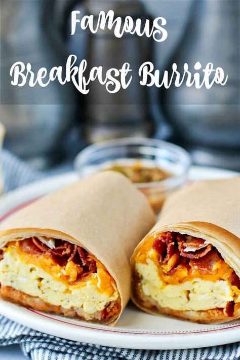 Famous Breakfast Burritos (copycat Lucky Boy) Bacon And Egg Sandwich, Mexican Brunch, Frozen Hash Browns, 21 Day Fix Breakfast, Famous Recipes, Breakfast Enchiladas, Breakfast Hashbrowns, Breakfast Burritos Recipe, Lucky Boy