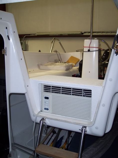 Nice Mod for an A/C unit in a Macgregor 26X. Looks almost factory!! Mcgregor Sailboat, Macgregor 26, Sailboat Restoration, Boating License, Used Sailboats, Liveaboard Sailboat, Sailboat Interior, Sailboat Living, Sail Life