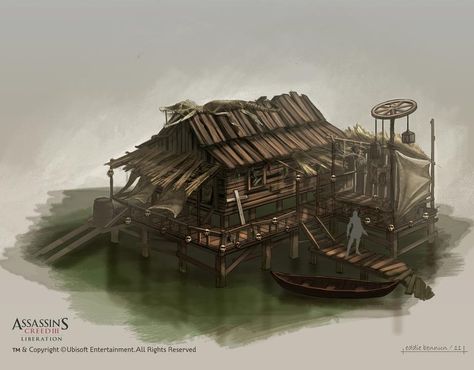 Swamp Hut, Minecraft Kingdom, Witch Hut, Louisiana Swamp, Dnd Crafts, Environment Props, Dungeon Maps, Creature Concept, Fishing Villages