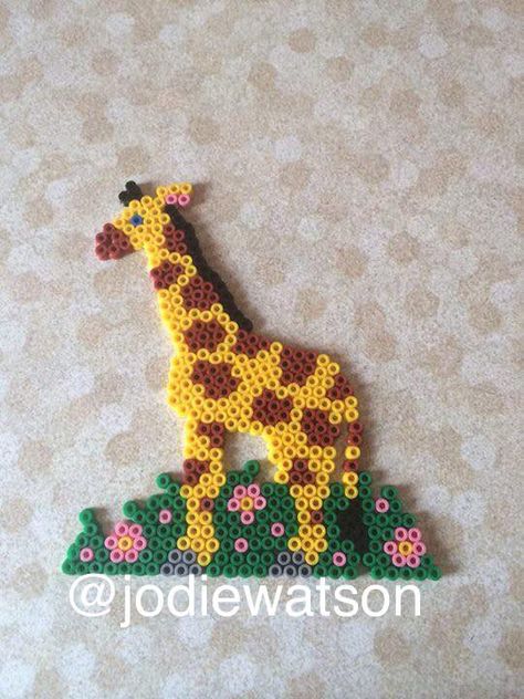 Giraffe hama bead / perler bead design made by myself Perler Beads Giraffe, Giraffe Perler Bead Patterns, Fused Beads, Melt Beads, Melt Beads Patterns, Melty Bead Patterns, Easy Perler Beads Ideas, Beads Patterns, Hamma Beads