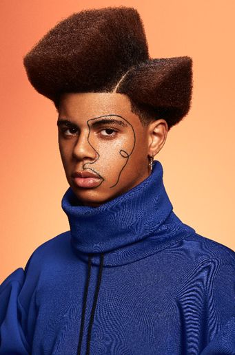 Cyberpunk Hairstyles, Cyberpunk People, Man Ponytail, Afro Hairstyles Men, Hairstyle For Men, Afro Style, Editorial Hair, Photographie Portrait Inspiration, Black Men Hairstyles