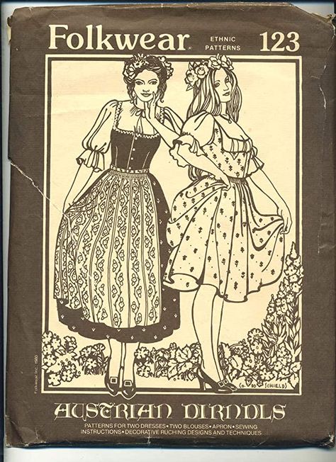 Amazon.com: Folkwear Austrian Dirndl Dress #123 Renaissance Blouse Apron Skirt Bodice Sewing Pattern (Pattern Only) folkwear123 : Arts, Crafts & Sewing Dirndl Pattern, Apron Sewing Pattern, Special Event Dresses, Costume Sewing Patterns, German Fashion, Dirndl Dress, Sewing Aprons, Dress Design Sketches, Ethnic Patterns