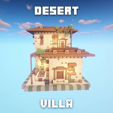 Minecraft Sand House, Minecraft Dessert House, Minecraft Beautiful, Chalet Minecraft, Desert Villa, Minecraft Desert, Construction Minecraft, Minecraft Building Guide, Minecraft Decoration