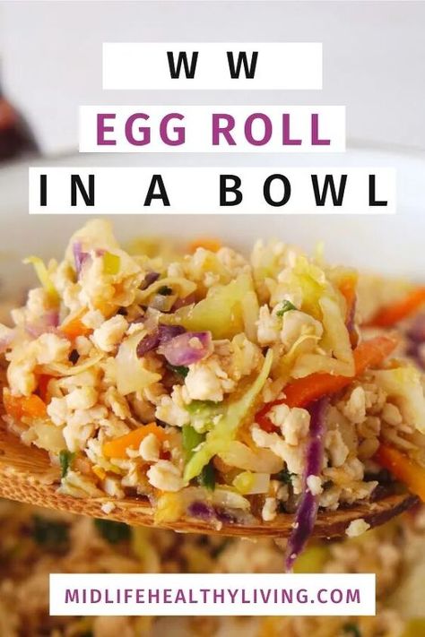 Did you know you can make a WW egg roll in a bowl? This Weight Watchers Freestyle egg roll in a bowl is simple, quick, and perfect for lunch or healthy dinner on the go.Egg roll in a bowl Weight Watchers style is a little lighter, healthier, and points consciously than regular egg roll recipes.If you are looking for the recipe for egg roll in a bowl this is a great place to start. It Inside Out Egg Roll Recipe, Paleo Bowls, Dinner On The Go, Gluten Free Dairy Free Recipes Dinner, Lasagna Soup Crockpot, Health Meals, Weigh Watchers, Egg Roll In A Bowl, Meatless Main Dishes