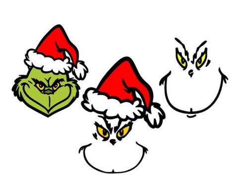 3 Grinch Santa Faces Bundle SVG File Cricut Cameo Brother | Etsy Grinch Face Svg, Grinch Png, Grinch Christmas Tree, Svg Grinch, Face Template, Grinch Face, Grinch Svg, Face Cut, Grinch Christmas