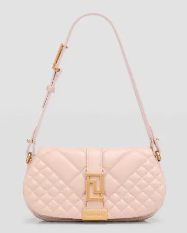 V5VRX Versace Greca Goddess Mini Quilted Crossbody Bag Versace Bag, Pink Shoulder Bags, Versace Pink, Versace Handbags, Versace Bags, Fancy Bags, Quilted Crossbody Bag, Evening Handbag, Dolce E Gabbana