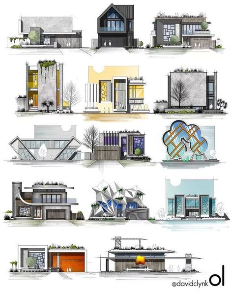 Architecture Concept Drawings House, Facade Ideas House, Luxury Architecture House, Architectural Facades Design Ideas, New Architecture Design, Crazy Architecture Design, Elevation Ideas Architecture, Architectural Elevation Drawing, Architecture Concept Drawings Ideas