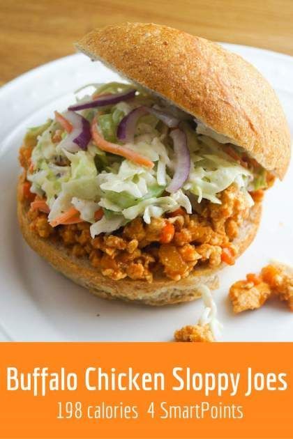 Buffalo Chicken Sloppy Joes | Slender Kitchen | Weight Watchers | Dinner | Lunch | Chicken | Gluten Free | Low Carb | Paleo | #slenderkitchen #weightwatchers #chicken #dinner #lunch #lowcarb #healthyrecipes #glutenfree #paleo Chicken Sloppy Joes, Slender Kitchen, Ground Chicken Recipes, Weight Watcher Dinners, Sloppy Joe, Low Carb Paleo, Sloppy Joes, Ground Chicken, Quesadillas