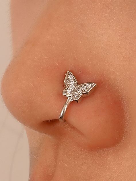 Rhinestone Butterfly Nose Cuff Minimalist Style Men, Clip On Nose Ring, Piercing Clip, Crystal Locket, Faux Nose Ring, Fake Nose Ring, Nose Cuff, Fake Nose Rings, Nose Piercing Jewelry