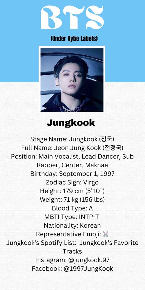 Jungkook Biography, All Kpop Groups Names, Jungkook Facts, Jungkook Profile, Bts Members Names, Bts Profile, Jungkook Korean Name, Kpop Quiz, Pop Song Lyrics