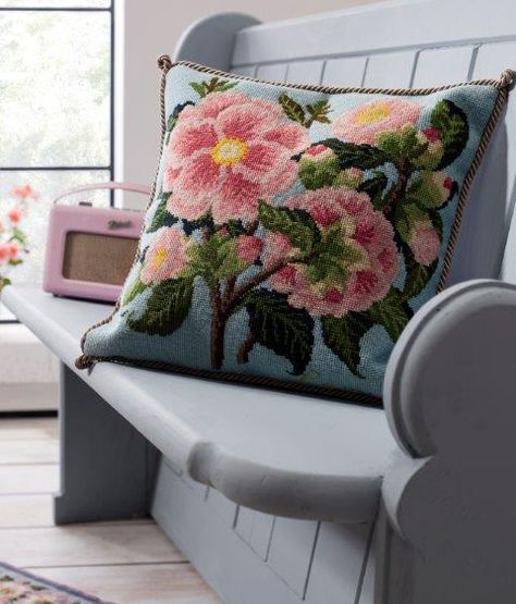 Elizabeth Bradley | Needlepoint Kits Needlepoint Kits - Elizabeth Bradley (UK/International) Needlepoint Inspiration, Ehrman Tapestry, Canvas Tapestry, Elizabeth Bradley, Needlepoint Pillow Kits, Needlepoint Pillow, Nice Places, Victorian Flowers, Needlepoint Pillows