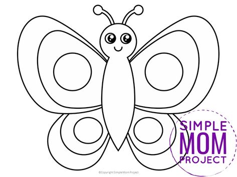 Bug Template, Outline Of A Butterfly, Simple Mom Project, Bumble Bee Craft, Ant Crafts, Insect Coloring Pages, Printable Butterfly, Tracing Activity, Easy Butterfly