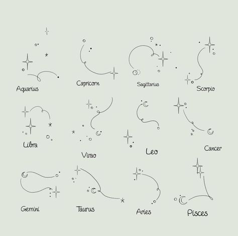 Small Tattoos Constellation, Simple Constellation Tattoo, Horoscope Constellation Tattoo, Cute Sagittarius Tattoo, Zodiac Star Constellation Tattoo, Virgo Hand Tattoos, Sagittarius Star Constellation Tattoo, Capricorn Star Tattoo, Zodiac Tattoos Constellation