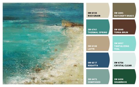 Turqoise Bedroom, Turquoise Paint Colors, Indian Spring, Beachy Color Palette, Backyard Wall, Teal Bedroom Decor, Coastal Paint Colors, Coastal Paint, Sherwin Williams Color Palette