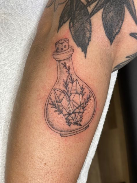 Health Potion Tattoo, Apothecary Jar Tattoo, Tiny Potion Bottle Tattoo, Apothecary Tattoo, Potion Bottle Tattoo Traditional, Spooky Potion Bottle Tattoo, Love Potion Tattoo, Potion Tattoo, Traditional Potion Bottle Tattoo