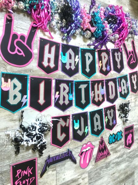 Complete your rockstar’s party with these personalized rock theme banners and other party items!! Band Banner, Band Banners, Rockstar Party, Rock Star Birthday, Rockstar Birthday Party, Roll Banner, Bachelorette Party Banners, Rock Cake, Rock Star Party