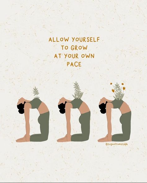 Yoga Aesthetic Quotes, At Your Own Pace Quotes, Self Care Branding, Yoga Aesthetic Art, Self Love Yoga, Yoga Aesthetic Inspiration, Grow At Your Own Pace, Yoga Quotes Mindfulness, Allow Yourself To Grow