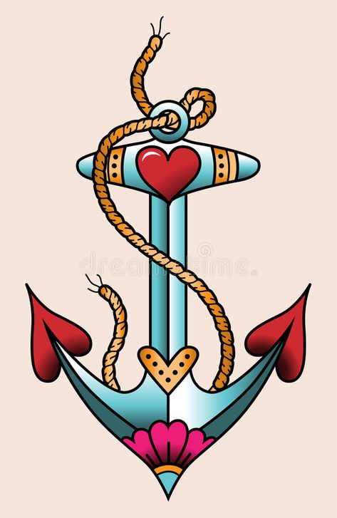 Anker Tattoo Design, Traditional Anchor Tattoo, Old School Art, Old Scool, Anchor Tattoo Design, Sea Anchor, Anker Tattoo, Tattoo Line, Tattoo Old School