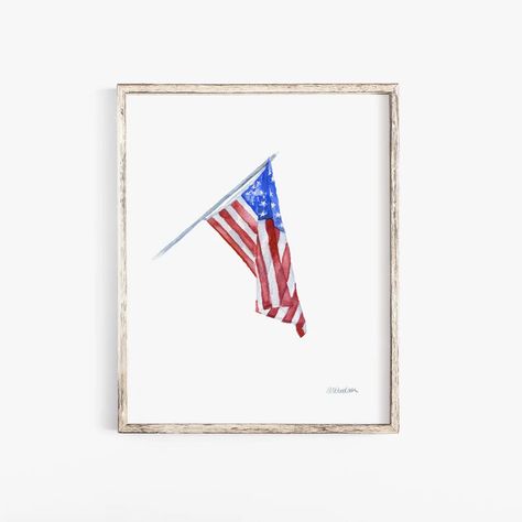 American Flag Watercolor Painting Giclee Print Reproduction - Etsy Flag Watercolor Painting, Flag Watercolor, Framed Portrait, Large Poster Prints, Watercolor Fine Art, Flag Art, Large Poster, Holiday Art, American Pride