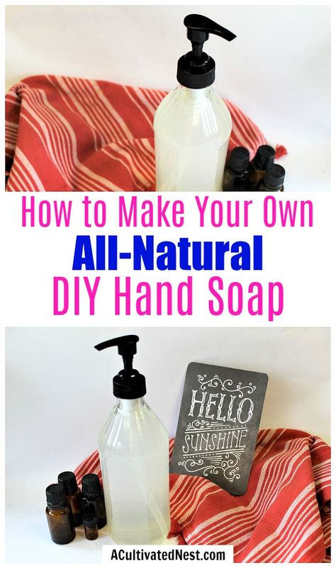 DIY Sunshine Clean All-Natural Hand Soap- You don't have to spend a lot on pricey commercial soaps to have natural hand soap for your family. Instead, just make my sunshine clean all-natural hand soap! It smells wonderful! | how to make liquid soap, soap with essential oils, #DIY #soap #homemade #ACultivatedNest Castle Soap, Make Liquid Soap, Foaming Hand Soap Recipe, Antibacterial Hand Soap, Soap Cupcakes, Diy Lotions, Homemade Hand Soap, Hand Soap Recipe, Diy Hand Soap