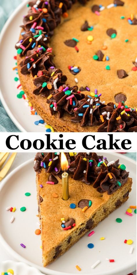 How To Decorate A Cookie Cake, Cookie Cake Frosting, Best Cookie Cake, Homemade Cookie Cake, Homemade Cookie Cakes, Cookie Dough Cake, Popular Desserts Recipes, Homemade Cookie, Most Popular Desserts