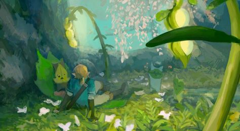 Botw Backgrounds Pc, Korok Forest Aesthetic, Korok Forest Breath Of The Wild, Botw Korok Forest, Botw Backgrounds, Zelda Forest, Loz Aesthetic, Korok Botw, Korok Forest