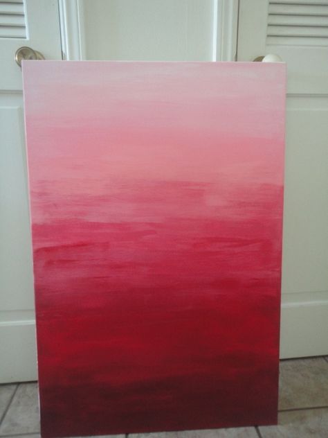 Ombre Painting, Ombre Art, Cuadros Diy, Pink Abstract Painting, Blind Date, Red Ombre, Acrylic Oil Painting, Beginner Painting, Abstract Canvas Art