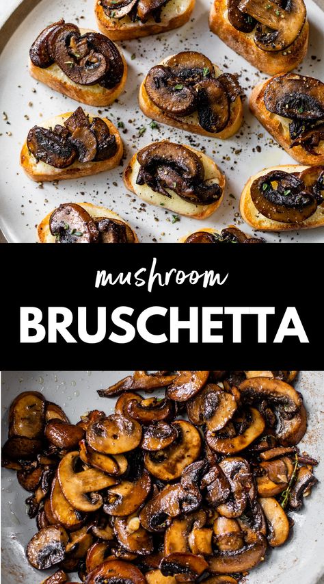 Bruschetta Mushroom, Appetizers Mushrooms, Mushroom Bruschetta Recipe, Bruchetta Appetizers, Mushroom Crostini, Goat Cheese Bruschetta, Balsamic Mushroom, Mushroom Bruschetta, Mushroom Appetizer Recipes