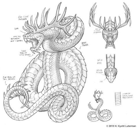 El Lobizon, portrayed as a maned wolf monster, commissioned by Paymaster Games. This design will be made into a miniature. Probably the beefiest maned wolf ever. Graphite. Snake Monster, Native American Folklore, Snake Dragon, Types Of Dragons, Creature Fantasy, Beast Creature, Snake Art, Geniale Tattoos, Aztec Art