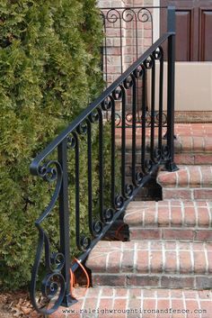 Greensboro NC custom wrought iron railings Raleigh Wrought Iron Co. Wrought Iron Railing Exterior, Wrought Iron Porch Railings, Porch Rails, Iron Railings Outdoor, Exterior Stair Railing, Porch Handrails, Stair Dimensions, Exterior Handrail, Metal Stair Railing