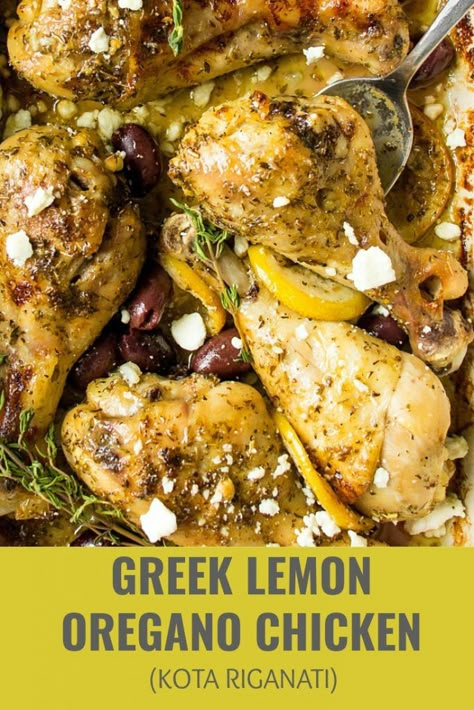 Lemon Roasted Chicken, Oregano Chicken, Baked Greek Chicken, Chicken With Lemon, Spring Recipes Dinner, Chicken Food Recipes, Greek Lemon Chicken, Diner Recept, Baked Dinner