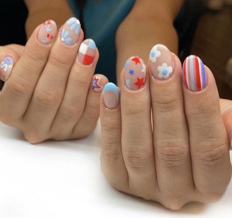 Bb Nails, 4th Nails, Usa Nails, Western Nails, April Nails, Casual Nails, Glow Nails, July Nails, Cute Gel Nails