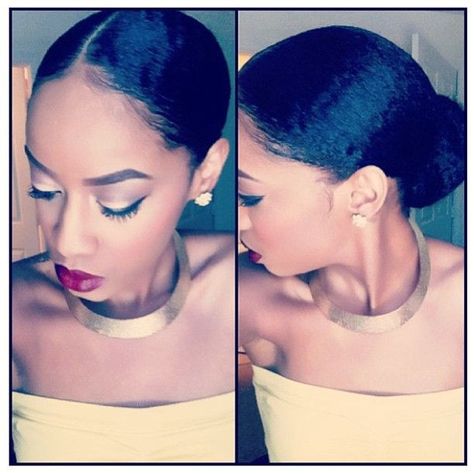 sleek bun                                                                                                                                                                                 More Bun Sleek, Professional Natural Hairstyles, Big Chop Hairstyles, Curly Nikki, Natural Black Hair, Bun Bun, Sleek Bun, Natural Hair Community, Natural Hair Inspiration