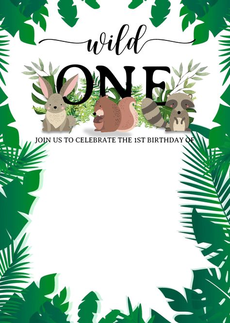 Wild One Invitation Template Free, 1st Birthday Invitation Template Free Editable, Wild One Invitation Template, Under The Stars Party, Wild One Invitation, Third Birthday Invitations, Wild One Party, Safari Invitations, 1st Birthday Invitation Template