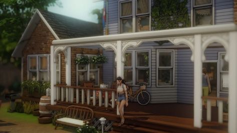 Sims 4 Porch, Sims 4 Sunroom, Sims 4 Cc Farmhouse, Sims 4 Family, Sims 4 Build, Sims 4 Cc Finds, The Sims4, Sims 4, Exterior